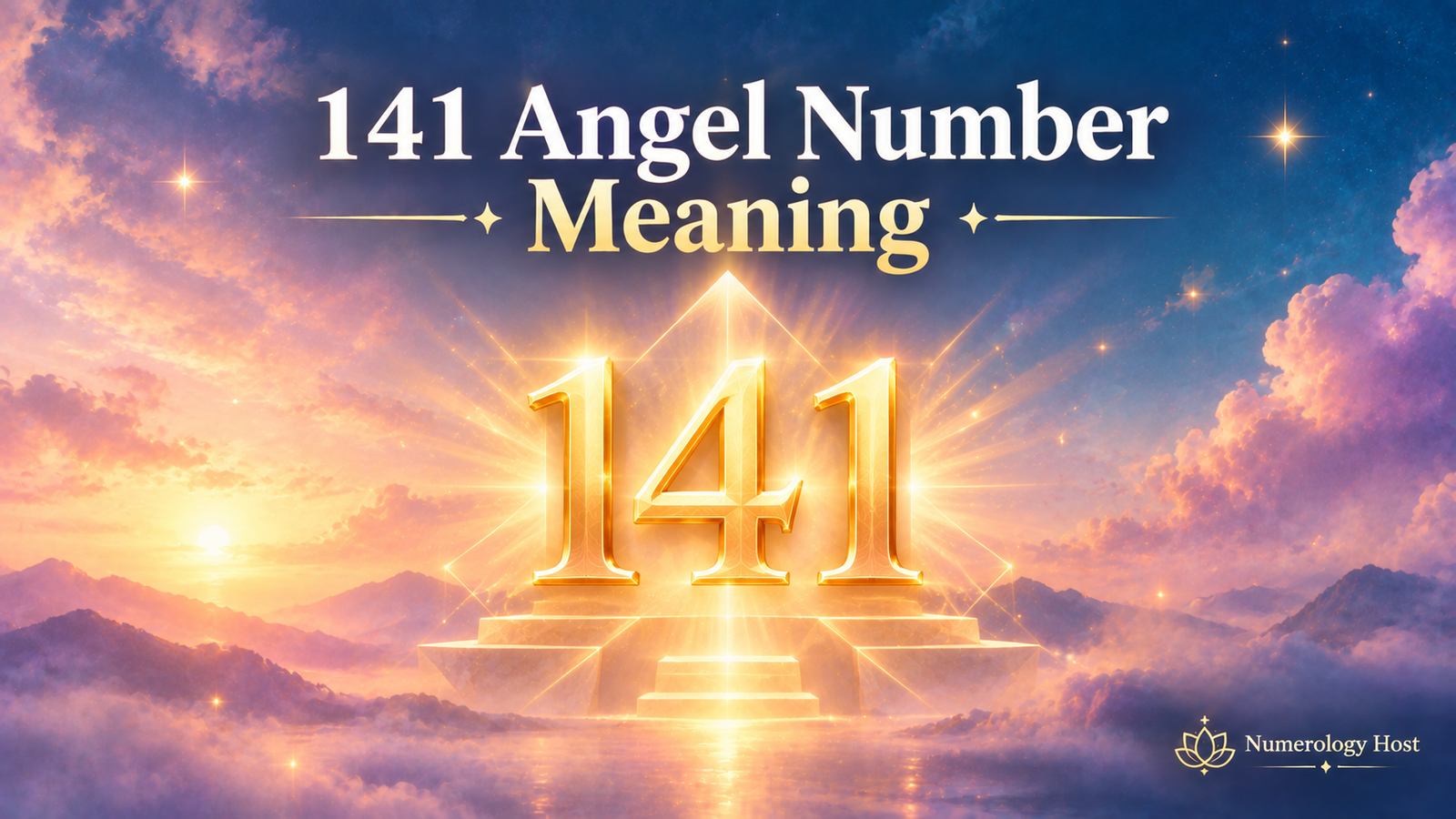 141 angel number meaning illustration with glowing numbers and golden light