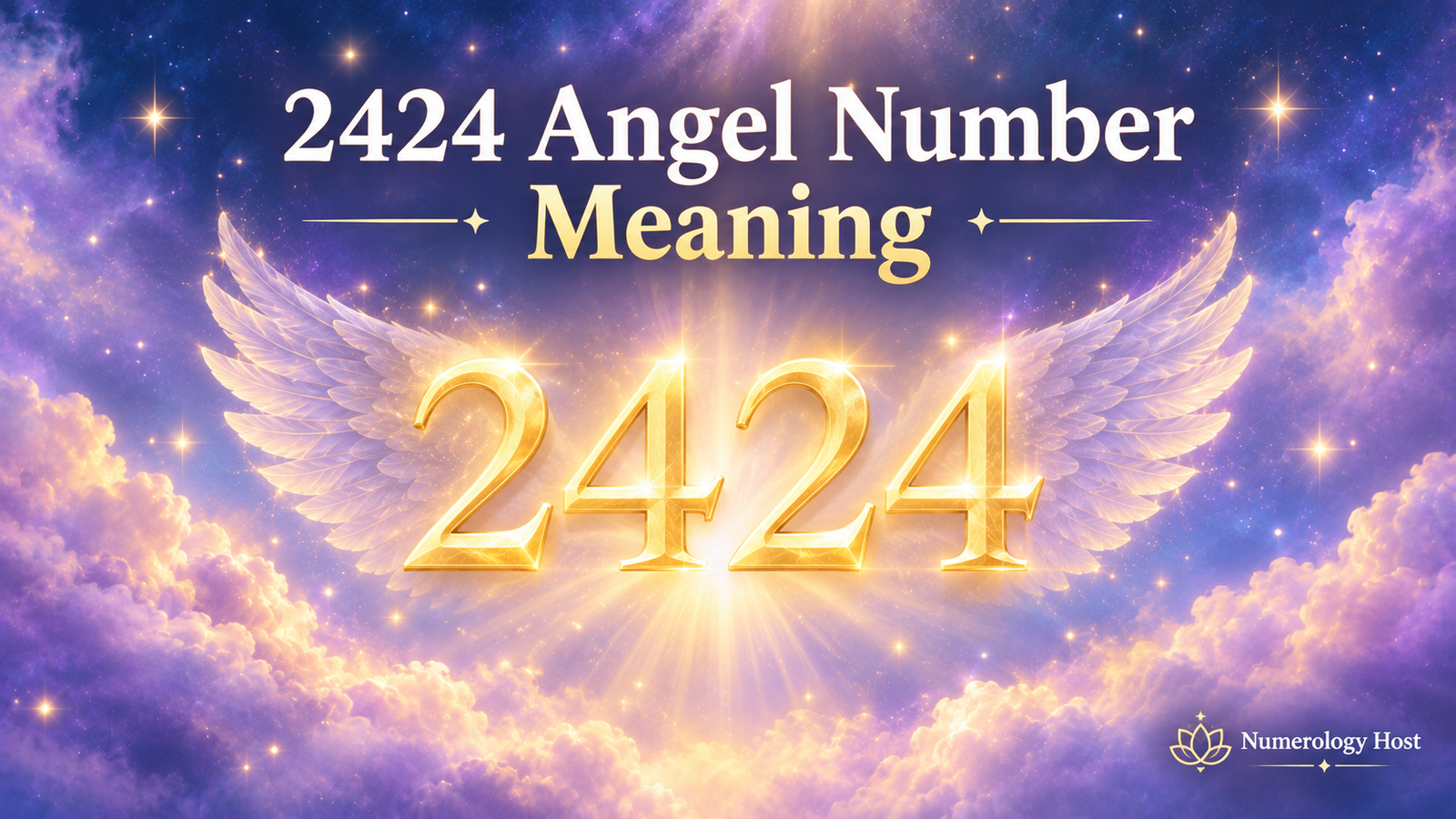 2424 angel number meaning illustration with glowing numbers and angel wings
