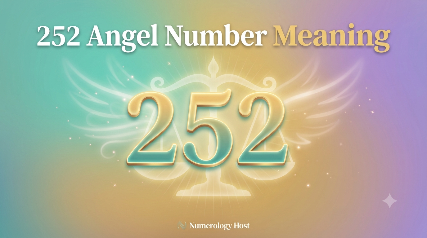 252 angel number meaning illustration with glowing numbers and soft teal light